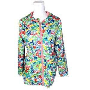 Cat & Jack Floral Rain Jacket Bright Tropical Print Windbreaker Girls XL (14–16)